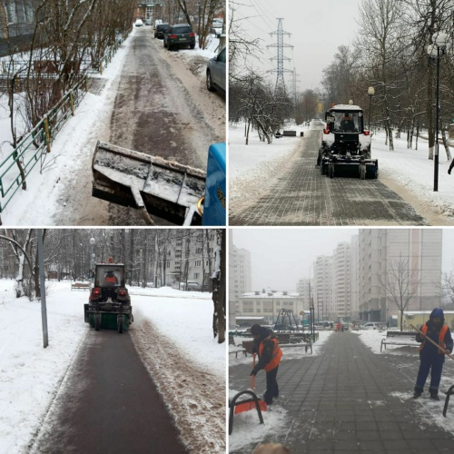 В Красногорске продолжается ежедневная уборка территорий от снега
