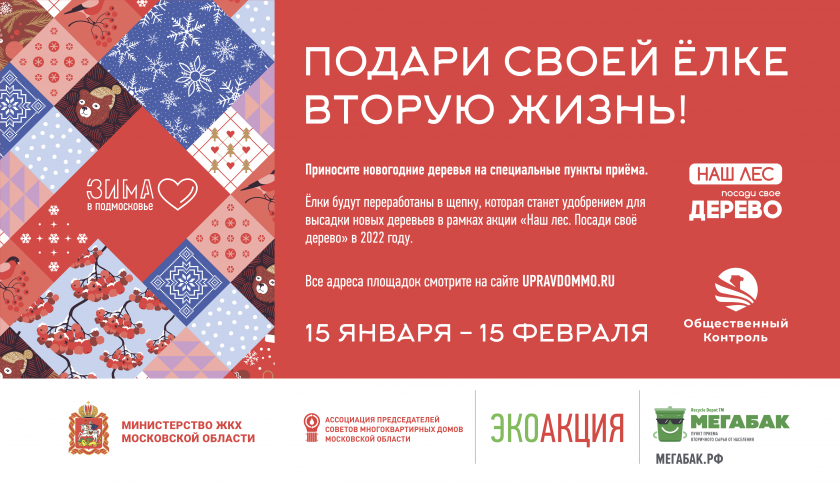 Акция «Подари своей елке вторую жизнь» стартует в Красногорске 15 января