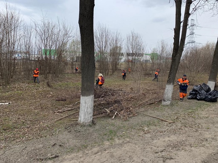 ТУ Ильинское  организовало уборку мусора на территории, между гипермаркетом Леруа Мерлен и  Ильинским шоссе