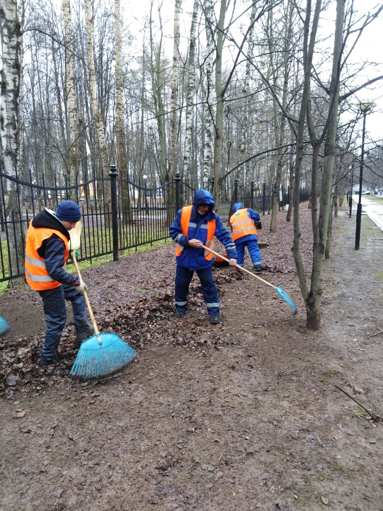 Еще несколько микрорайонов Красногорска очистили от листвы и мусора