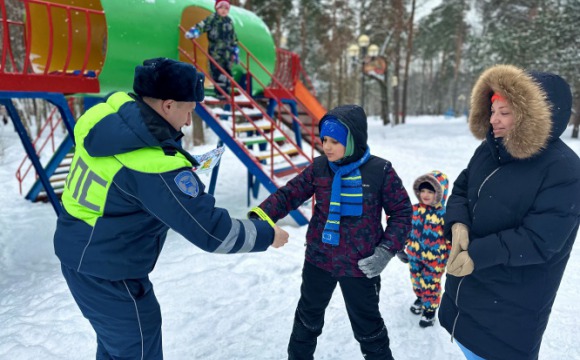 Сотрудники Подмосковной Госавтоинспекции проводят занятия по ПДД на детских площадках