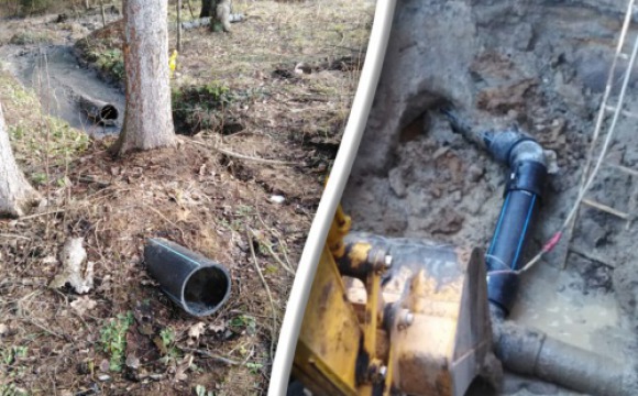Аварию на канализационных сетях устранили в деревне Сабурово