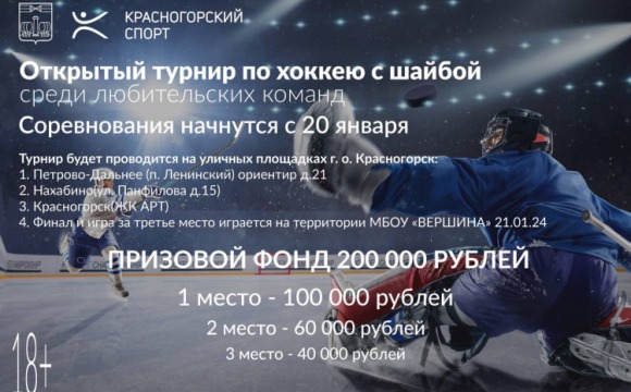 В Красногорске пройдет Открытый турнир по хоккею с шайбой среди любительских команд