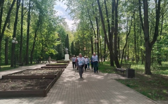 Марафон по скандинавской ходьбе в Красногорске для участников центра «Активное долголетие»