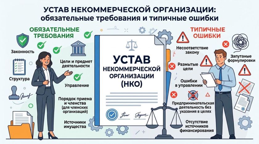 Устав некоммерческой организации: обязательные требования и типичные ошибки при осуществлении деятельности