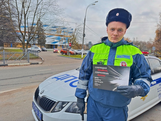 СОТРУДНИКИ ПОДМОСКОВНОЙ ГОСАВТОИНСПЕКЦИИ ПРОВЕЛИ СОЦИАЛЬНУЮ АКЦИЮ, ПРИУРОЧЕННУЮ КО ВСЕМИРНОМУ ДНЮ ПАМЯТИ ЖЕРТВ ДТП