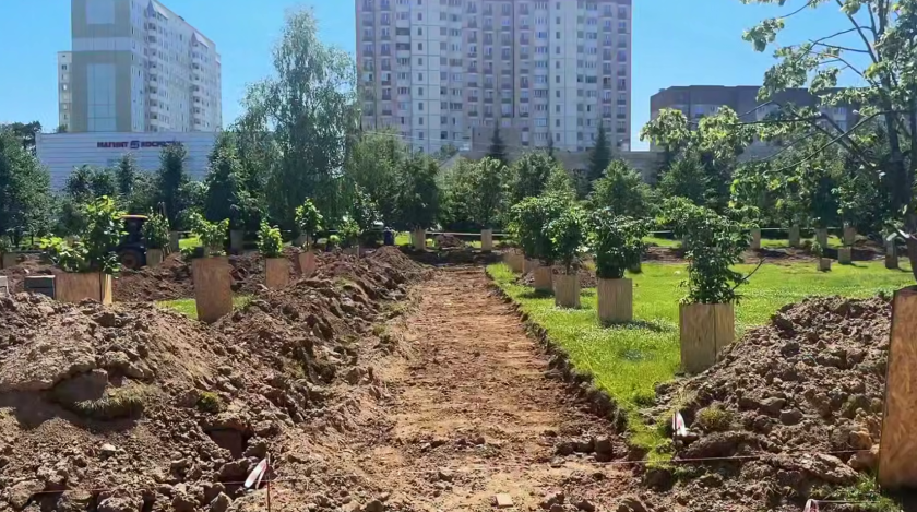 В Нахабино ведутся работы по благоустройству площади Инженерных Бригад