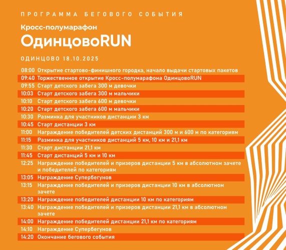 ФИНАЛЬНЫЙ ЗАБЕГ СЕЗОНА — «ОДИНЦОВО RUN»!