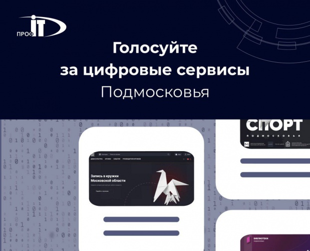 Жители Подмосковья могут поддержать цифровые сервисы, разработанные регионом, на Всероссийском конкурсе «ПРОФ-IT».