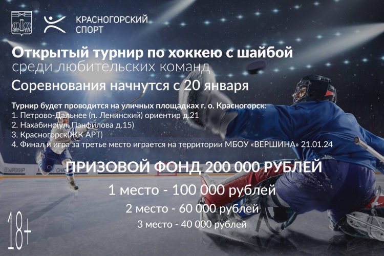 В Красногорске пройдет Открытый турнир по хоккею с шайбой среди любительских команд