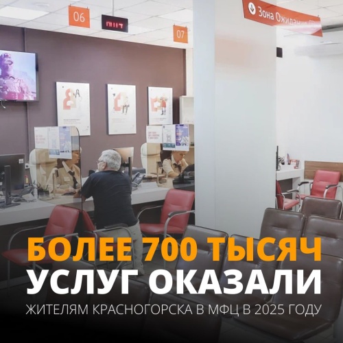 Более 700 тысяч услуг оказали жителям Красногорска в МФЦ в 2025 году