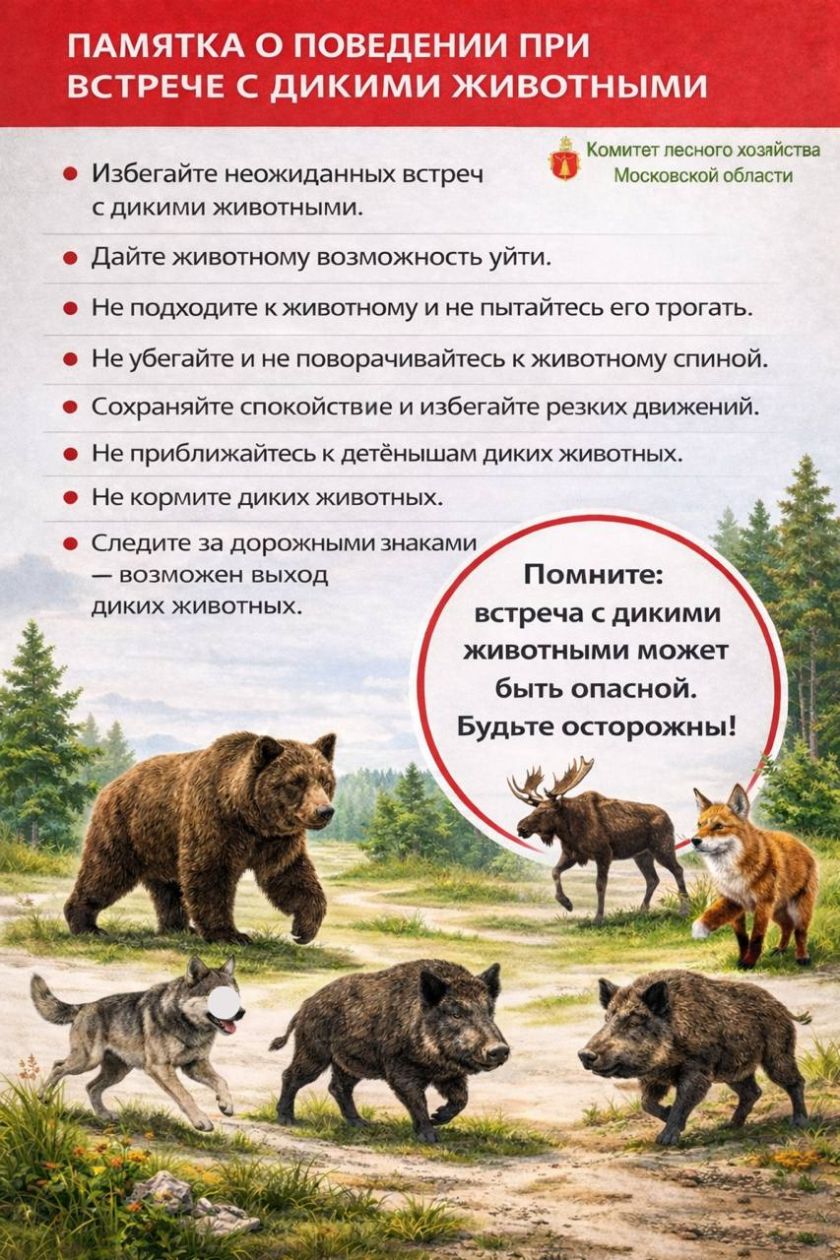 Памятка о поведении при встрече с дикими животными