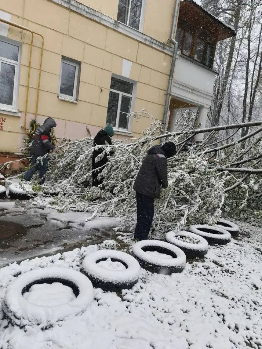 В Красногорске коммунальные службы ликвидируют последствия снегопада