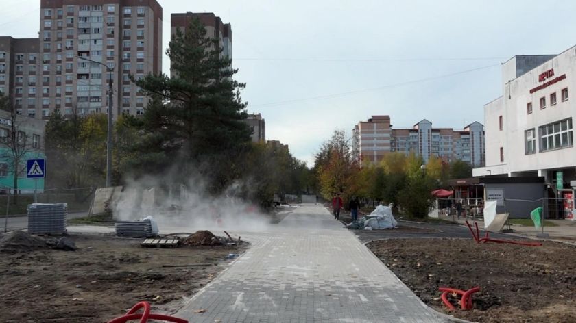 В Нахабино продолжается масштабное благоустройство сквера на улице Школьной