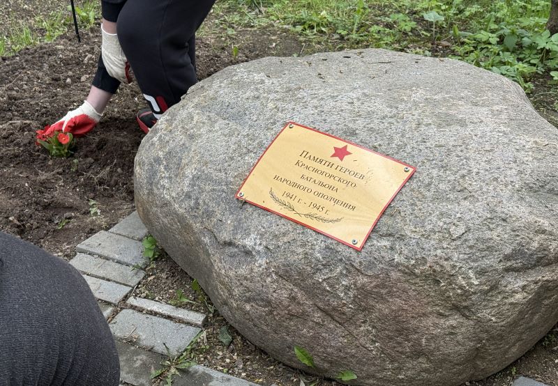 Участковые в Красногорске присоединились к акции «Цветы Победы»