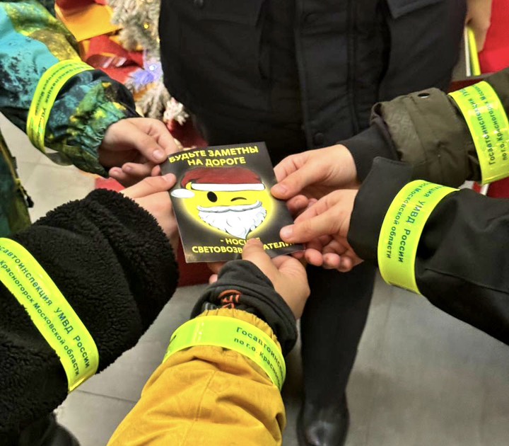 В день рождения Деда Мороза,сотрудники Подмосковной Госавтоинспекции провели — акцию «Засветись!».