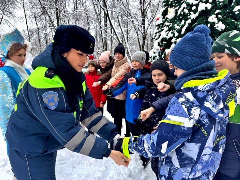 Сотрудники подмосковной Госавтоинспекции  проводят новогодние акции для жителей различных округов Московской области , создавая праздничное настроение