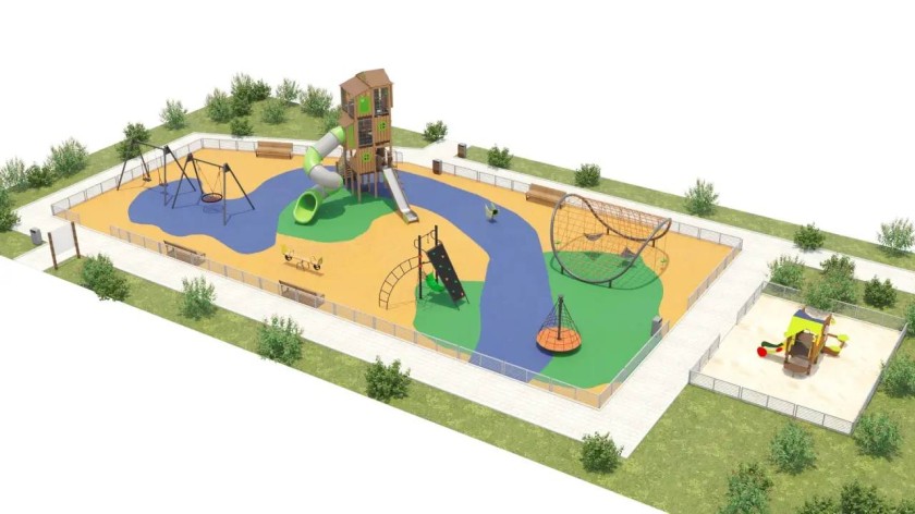 Работы по обустройству детской игровой площадке идут во дворе дома №45 по улице Ленина в Красногорске