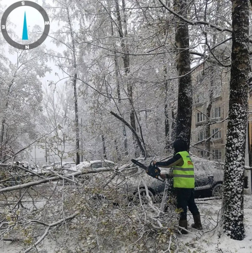 В Красногорске коммунальные службы ликвидируют последствия снегопада