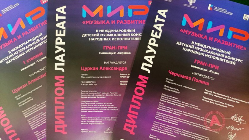 Гран-при II Международного музыкального конкурса «МиР – Музыка и Развитие» получили две участницы из Красногорска