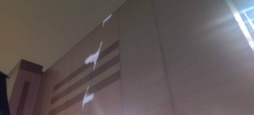 На народном мемориале в "Крокус Сити Холл" запустили проекцию журавлей