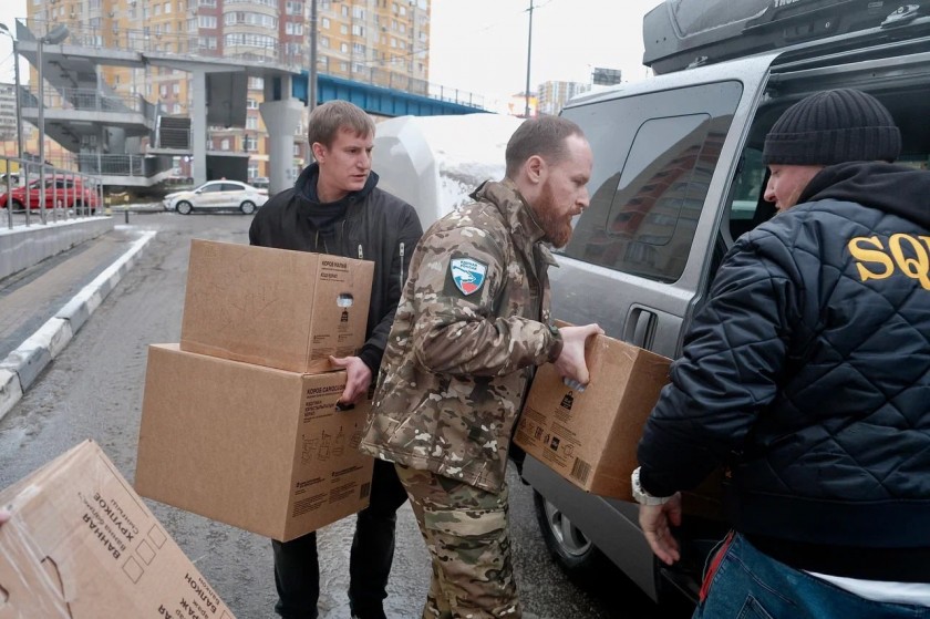 700 кг гуманитарной помощи отправили красногорцы в зону специальной военной операции